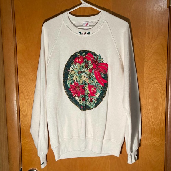 Vintage Jerzees Ugly Christmas Sweater White Size Adult Large USA‎ - Picture 1 of 8